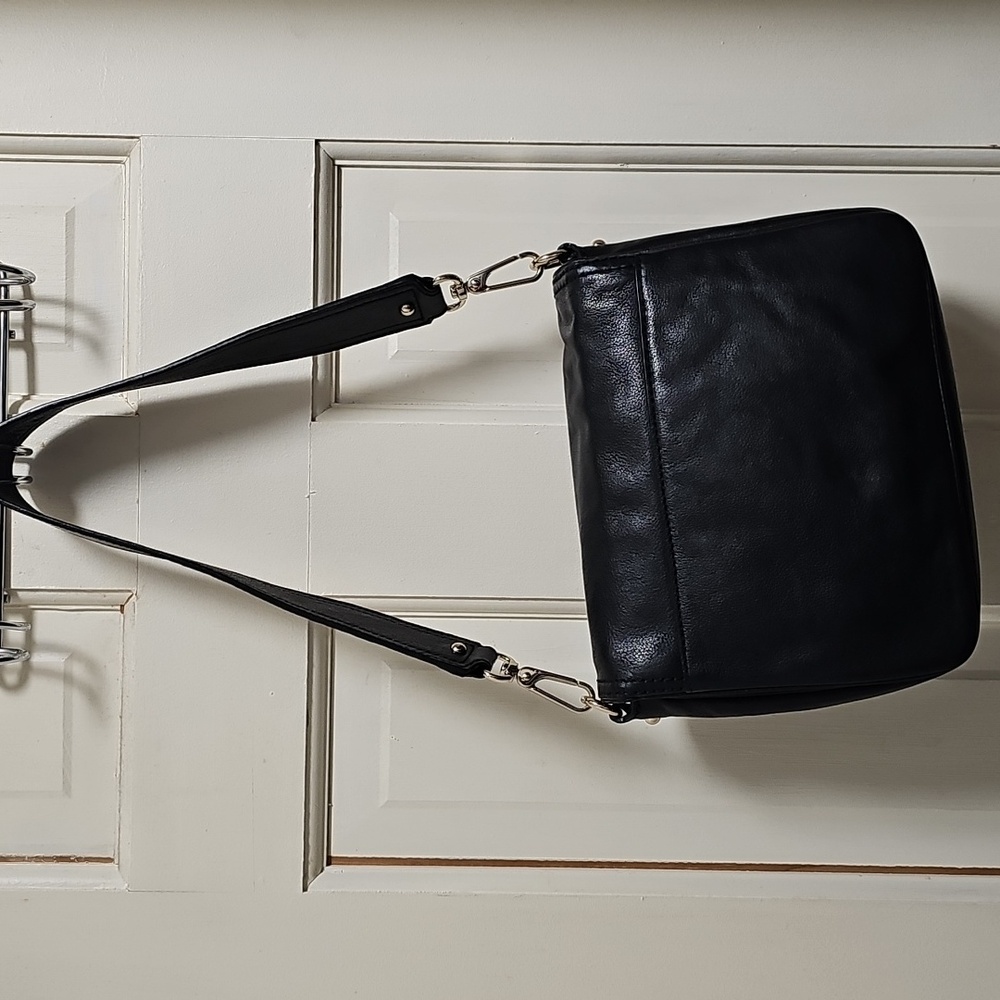 Vtg Kate Spade Black Leather Shoulder Bag - Picture 2 of 9